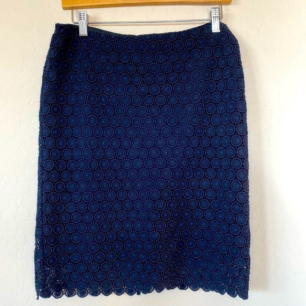 Cynthia Rowley Navy Blue Eyelet Pencil skirt sz 4